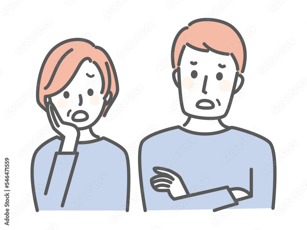 illustration of middle age people worrying about something illustration of middle age people worrying about something