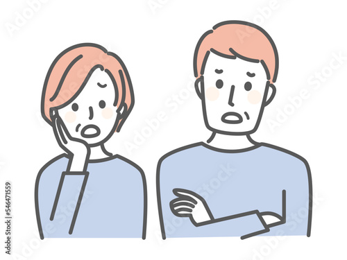illustration of middle age people worrying about something