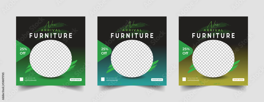 Furniture social media post design template and social media banner, poster Furniture social media post design template and social media banner, poster