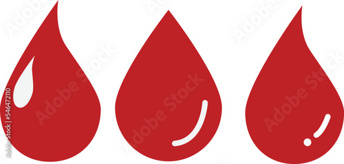 A set of vector of a drop of red blood.