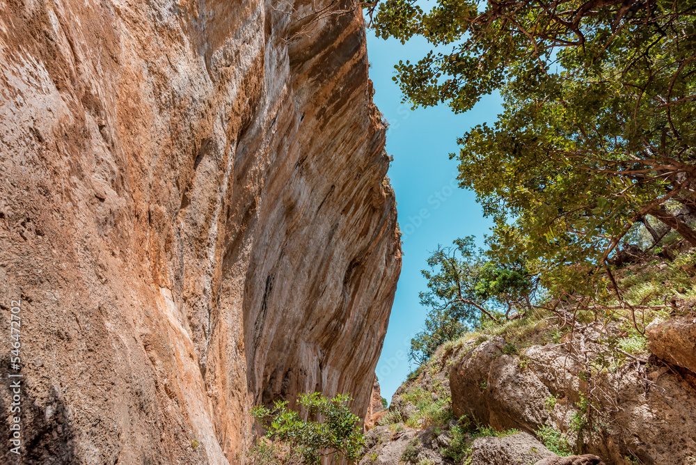 Lissos Gorge Sougia, crete island, greece: hiking through a beautiful cretan canyon with ancient settlement