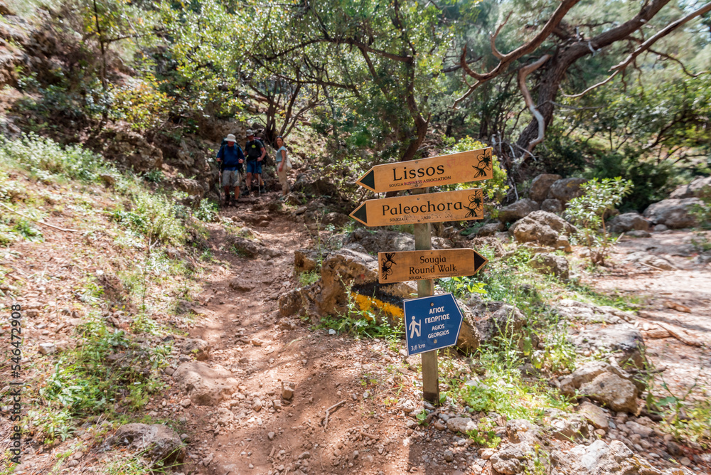 Lissos Gorge Sougia, crete island, greece: hiking through a beautiful cretan canyon with ancient settlement