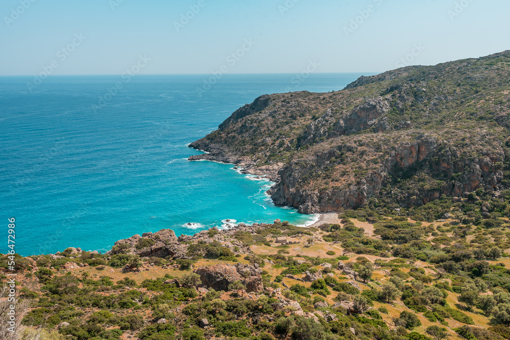 Lissos Gorge Sougia, crete island, greece: hiking through a beautiful cretan canyon with ancient settlement
