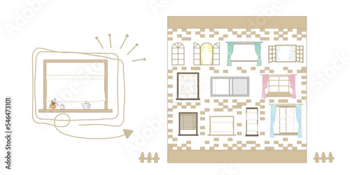 様々な形の窓のセット