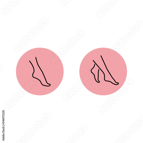 Vector set of logo design templates and infographics design elements for cosmetics and cream product packaging in linear style and pink colors for pedicure or massage beauty spa salon emblems