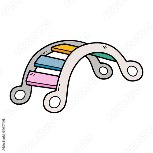 Vector icon illustration of doodle baby wooden rainbow gurney