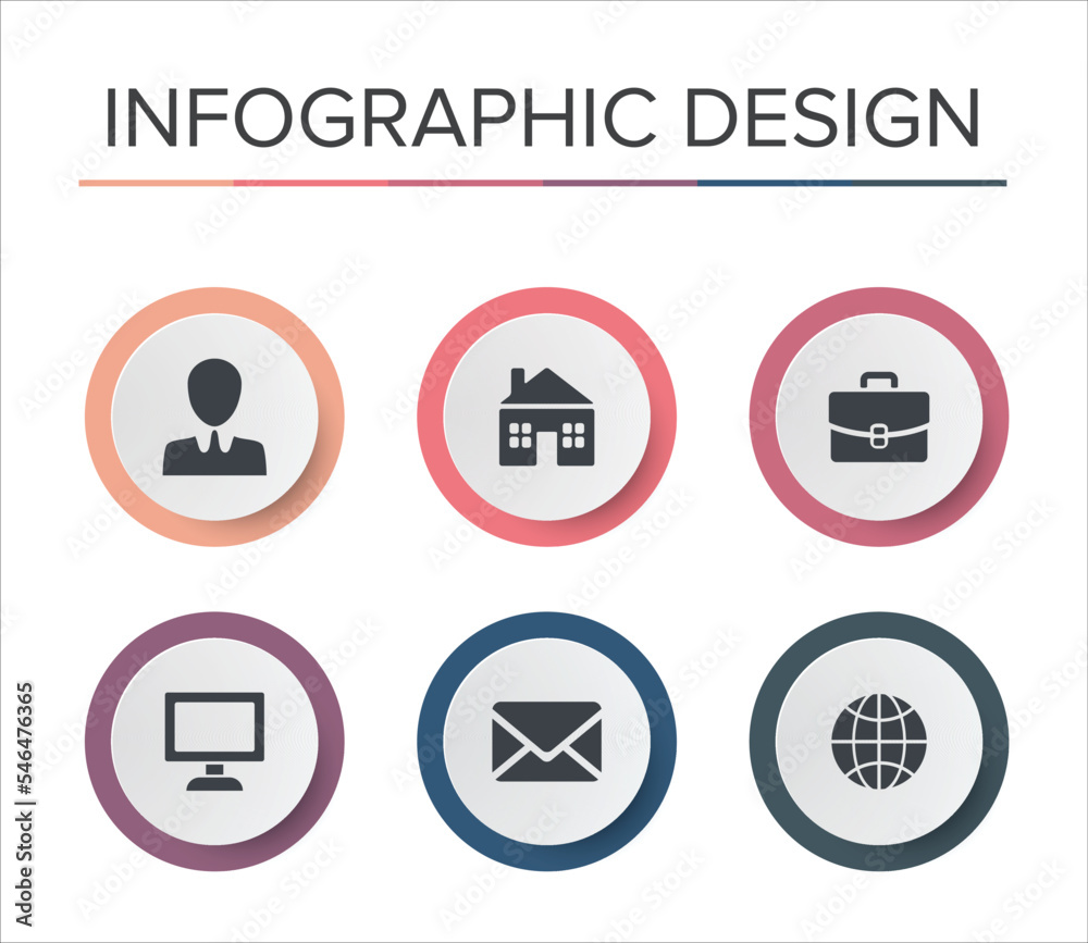 Infographic Element set design ideas presentation elegant flat color