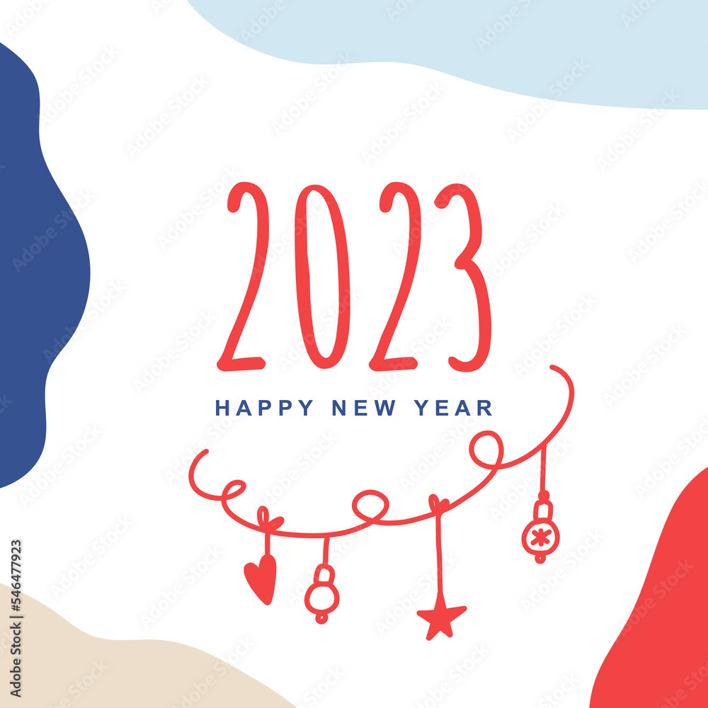 Happy new year 2023 greeting card flat design template. Holiday vector background Happy new year 2023 greeting card flat design template. Holiday vector background