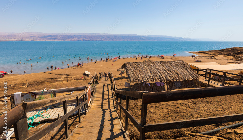 Descent on the coast of the Dead Sea in Israel