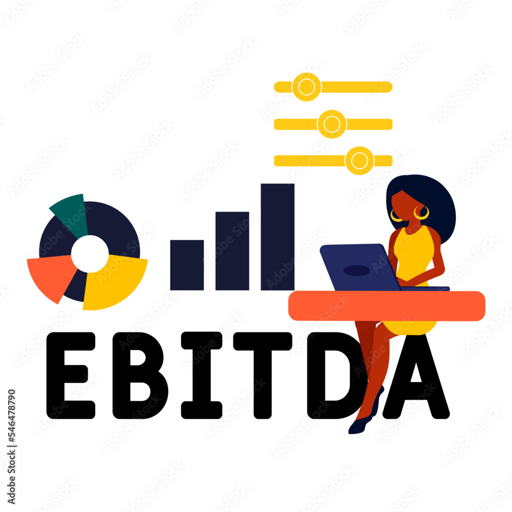 EBITDA - Earnings Before Interest, Taxes, Depreciation and Amortization acronym. business concept background. Concept with people, letters and icons. Colored flat vector illustration. Isolated EBITDA - Earnings Before Interest, Taxes, Depreciation and Amortization acronym. business concept background. Concept with people, letters and icons. Colored flat vector illustration. Isolated