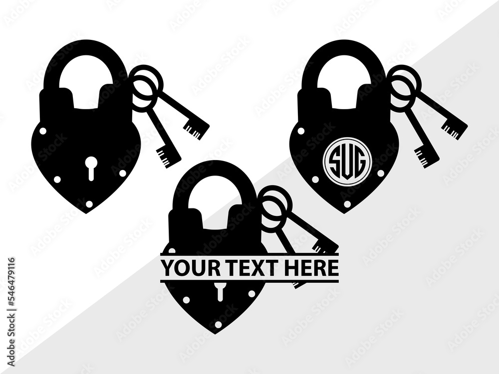 Lock And Key Monogram, Lock And Key Silhouette, Lock And Key SVG Cut