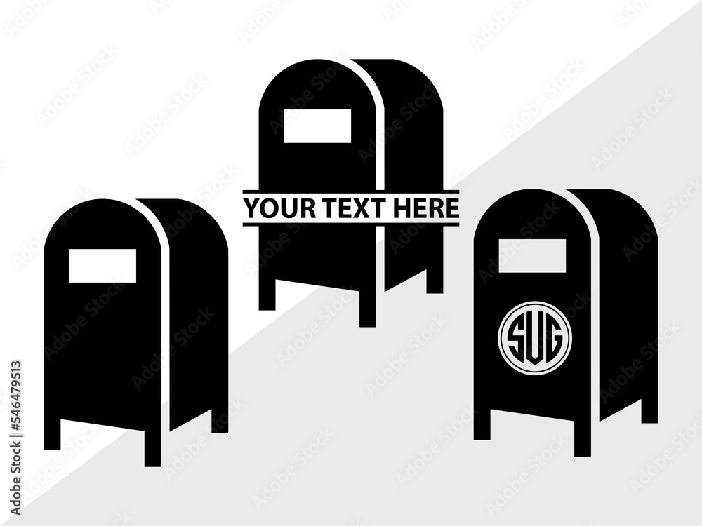Mailbox Monogram, Mailbox Silhouette, Mail Svg, Mailbox Stencil Svg ...