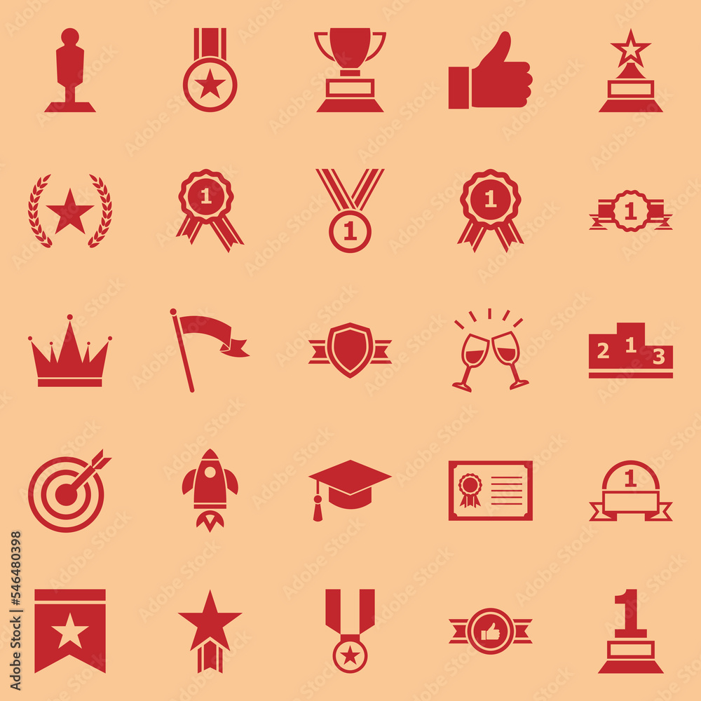 Naklejka premium Success color icons on orange background