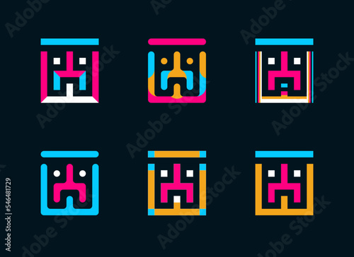 blocks robot, vector icon. For technology innovation