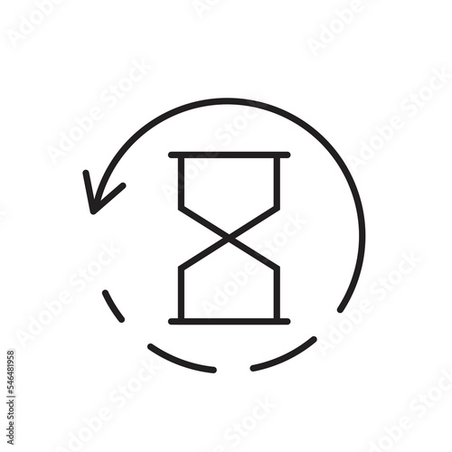 Hourglass with rotation arrow icon design. History simple solid icon. isolated on white background. vector illustration