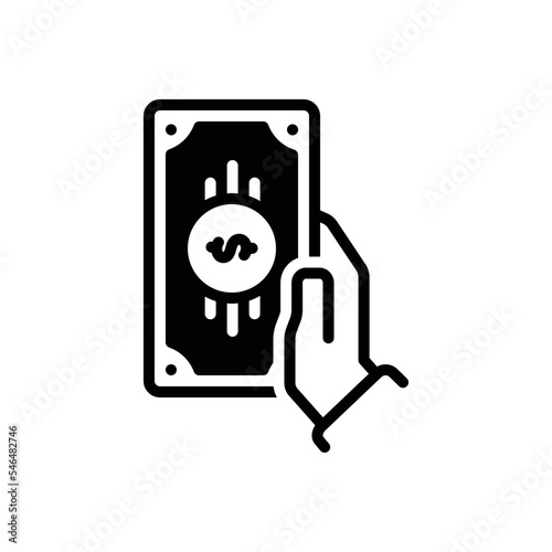 Black solid icon for cash
