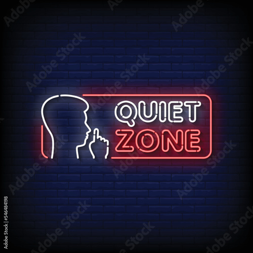 Neon Sign quiet zone with brick wall background vector