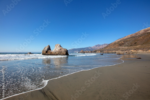 Rising tide at Pacific Valley beach on the Big Sur central California coastline United States