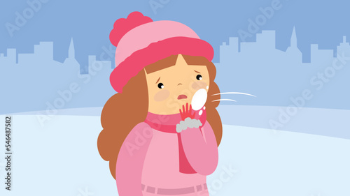 a snowball hit a girl in the face