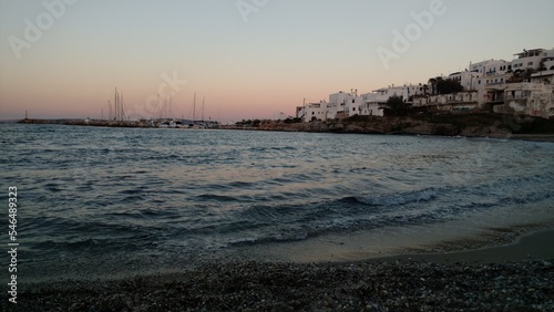 sunset Nousa Paros Greece mediteranean island aegean photo