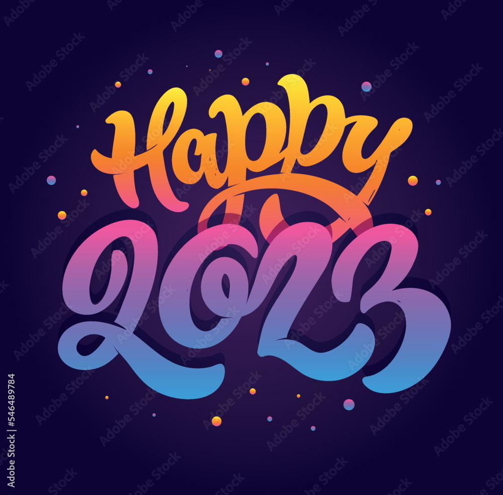 2023 Happy New Year logo lettering text design. 2023 number design template. Collection of 2023 Happy New Year symbols. Vector illustration