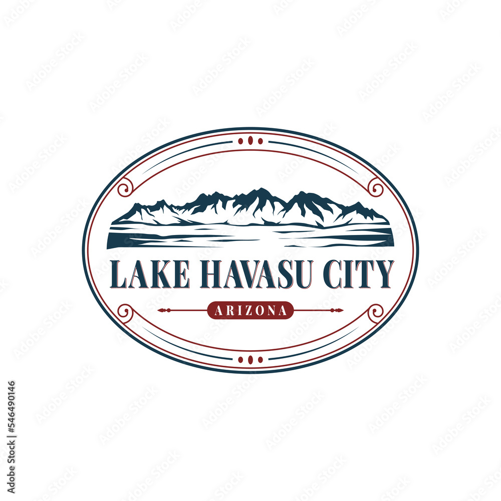 Obraz premium landscape at Lake Havasu, Arizona, USA. lake adventure logo design template inspiration.
