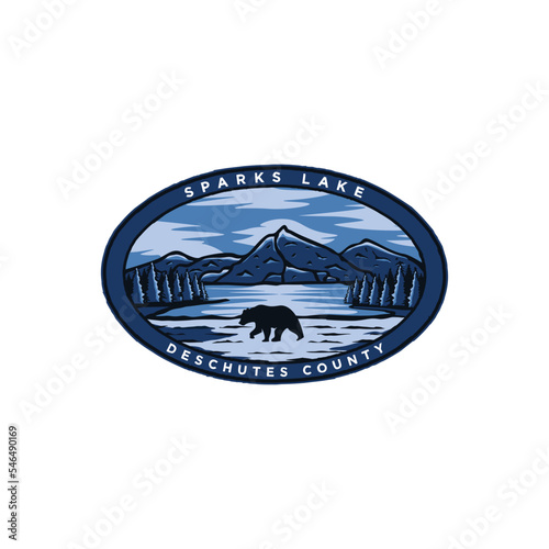 Sparks Lake Design, adventure Logo Emblem good for embroidery patch design and T-shirt design and all types of merchandise