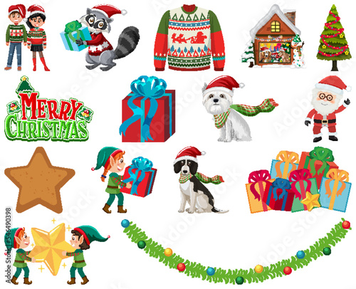Christmas characters and elements set