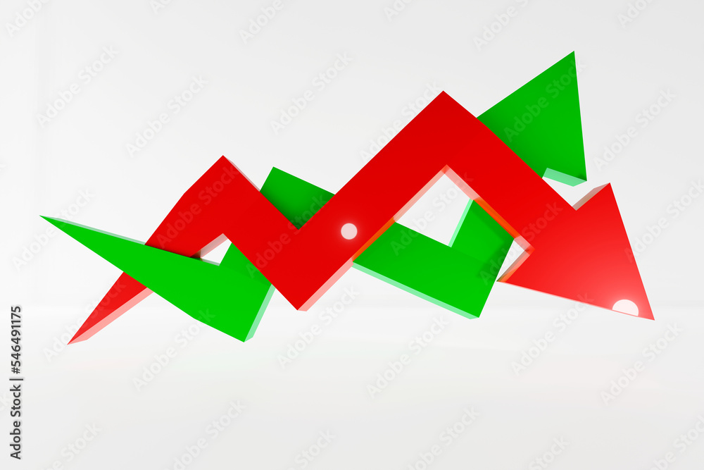 Economy Scenario Going Up Or Down Red Recession Trend Versus Green economy-scenario-going-up-or-down-red-recession-trend-versus-green