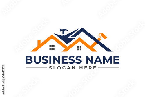 home repair, roofing, remodeling, handyman, home renovation, decor logo