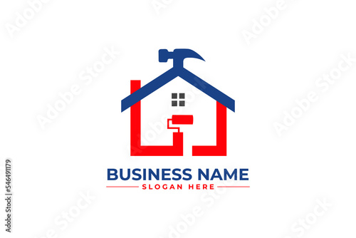 home repair, roofing, remodeling, handyman, home renovation, decor logo