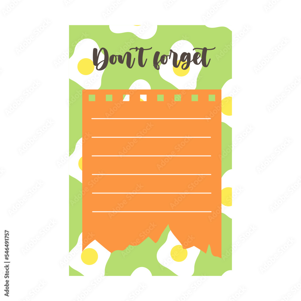diary page with abstract pattern not to forget, cartoon vector illustration. Cute daily planers with colorful patterns for notes, organized week - obrazy, fototapety, plakaty 