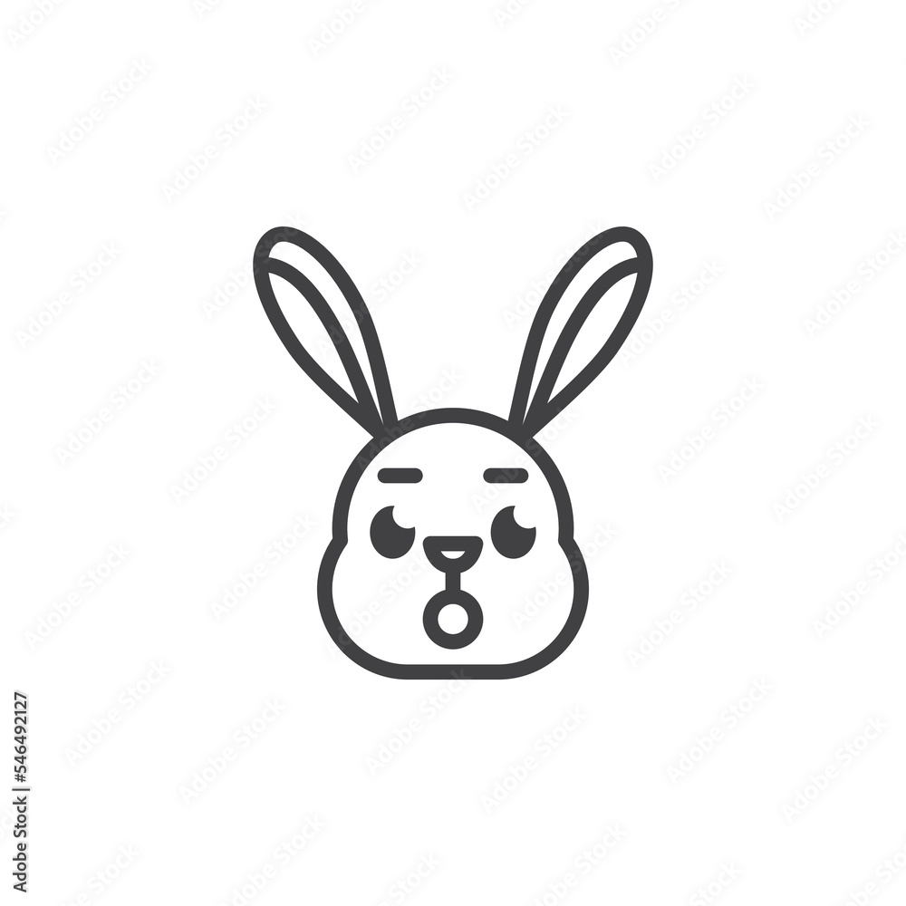 Rabbit face with open mouth emoticon line icon Rabbit face with open mouth emoticon line icon