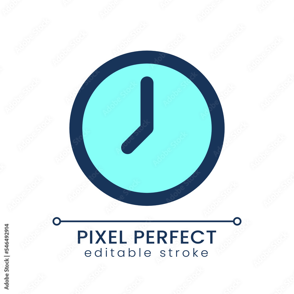 Clock pixel perfect RGB color ui icon. Time measure app. Digital