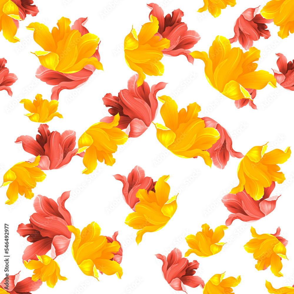 Seamless summer pattern with Flowers isolated simlpe style. Rose flowers background stylish floral. legant flowers and leaves Roses