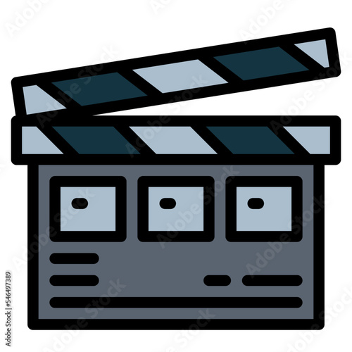 clapperboard filled outline icon style