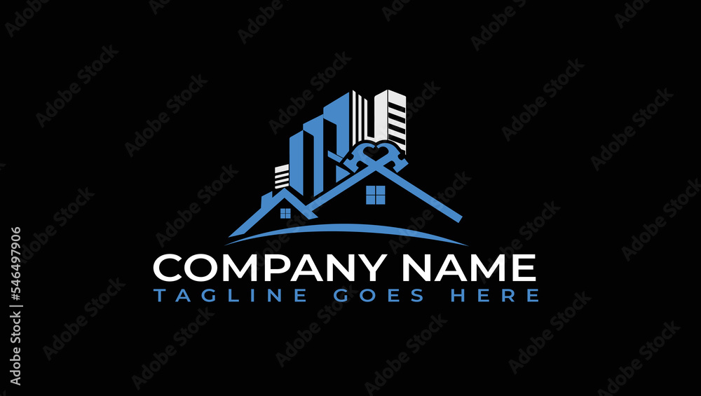 Rental And Real Estate Construction building logo