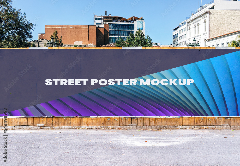 Street Outdoor Hoarding Poster Urban Mockup Template Stock Template | Adobe Stock street-outdoor-hoarding-poster-urban-mockup-template-stock-template-adobe-stock