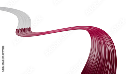 Waving ribbon making a path with Qatar Flag. independence day 3d illustration