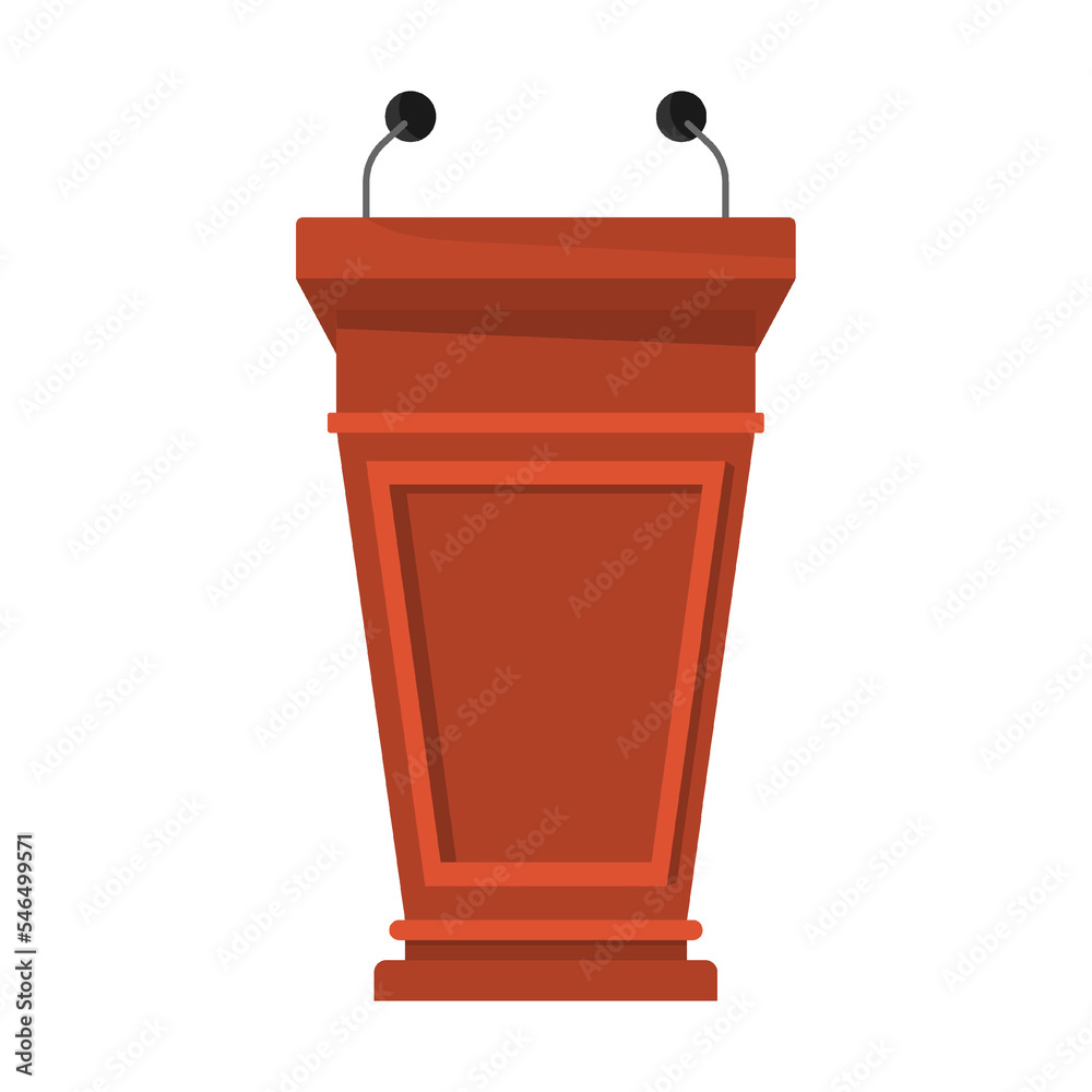 debate rostrum and platform cartoon vector illustration. Wooden tribune ...