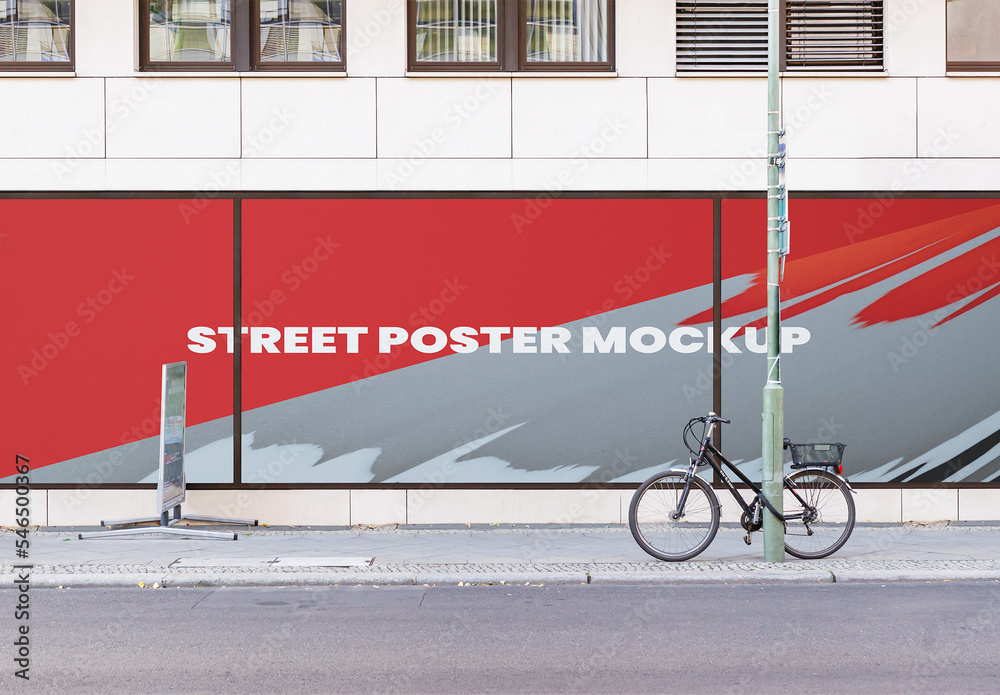 Street Outdoor Facade Window Poster Mockup Template Stock Template ...