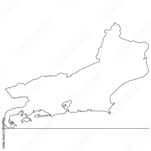 Continuous line drawing of map Rio De Janeiro Brazil vector line art illustration