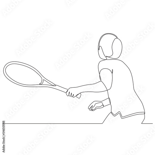 Tennis player continuous line drawing vector line art Illustration