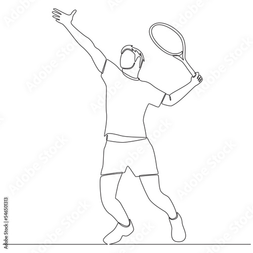 Tennis player continuous line drawing vector line art Illustration