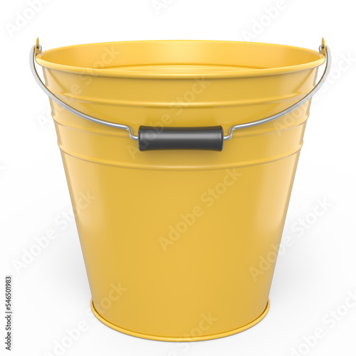 Empty metal garden bucket for hydration of plants isolated on a white background