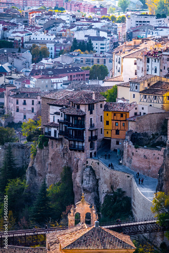 Casas colgantes de la ciudad de Cuenca vista desde el mirador, España photo