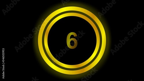 4K Video Countdown. Black gold Style for Editor. 10 to 0 animation with black background.