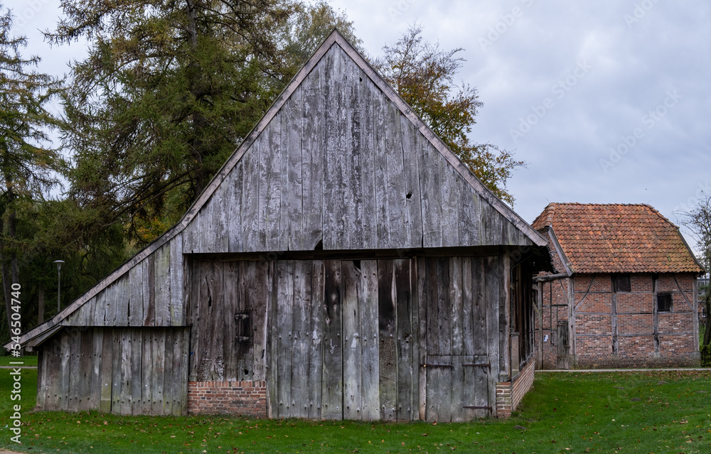 Village houses in Germany. German architecture and village life. Vreden, Germany