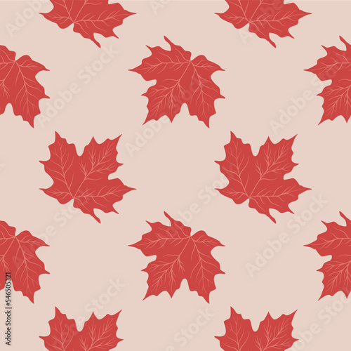 Red autumn leaf seamless pattern