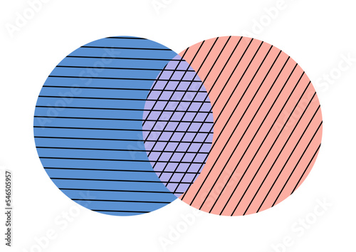 Venn diagram 2 circle with line chart infographic sign.